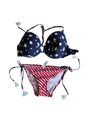 Adore Me Navy Star & Red Stripe Two-Piece Bikini